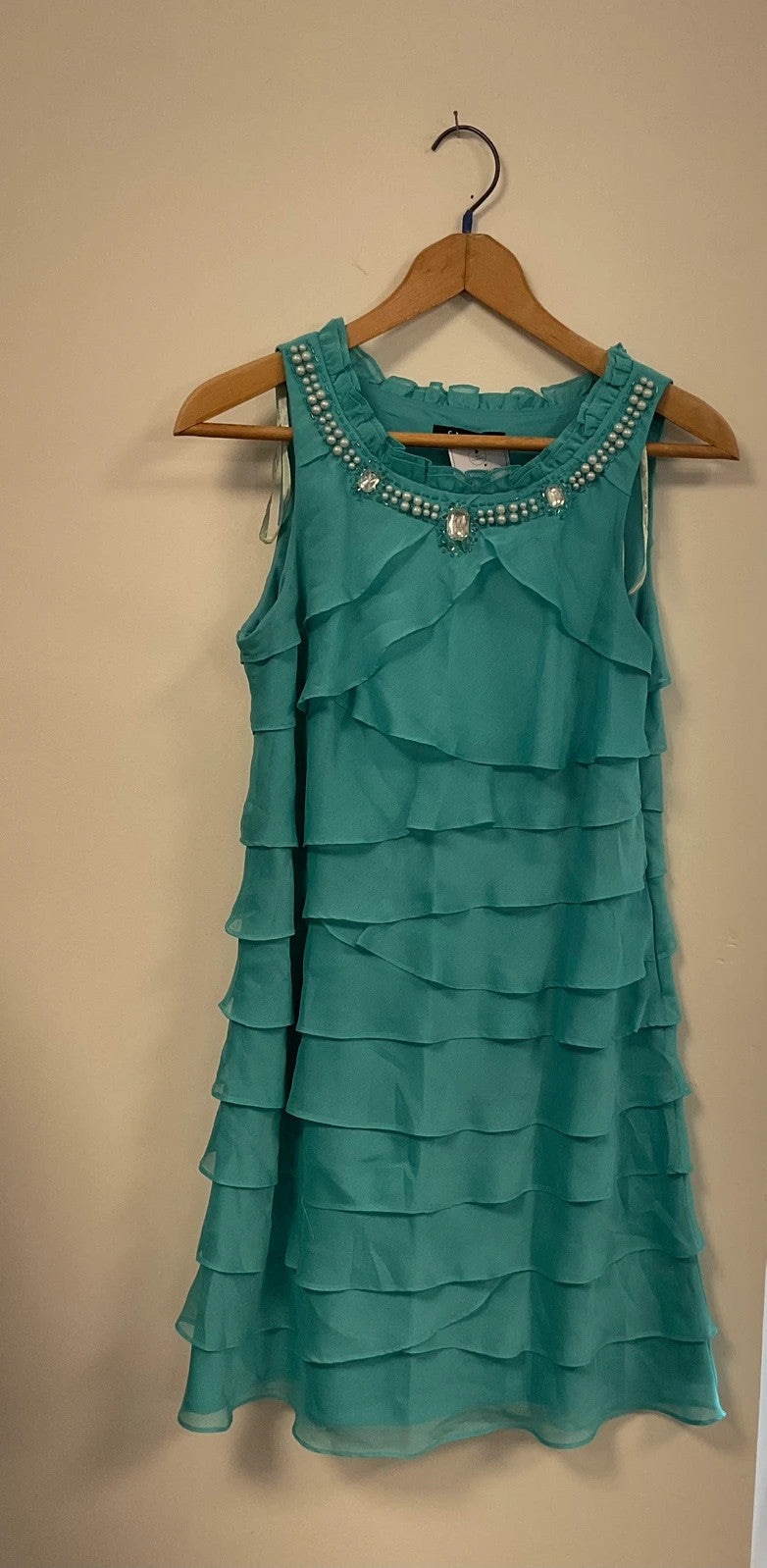 S.L. Fashions Dress turquoise size-14 11006SHA