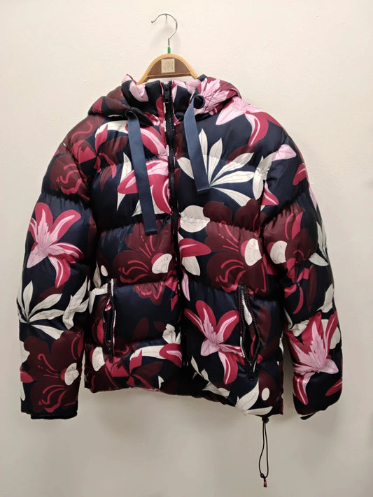 Kelly&Grace Puffer Coat Navy Print Sz-M 11012JC