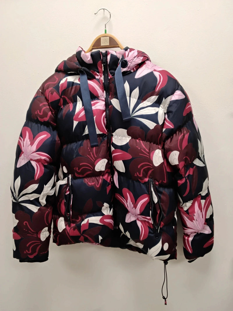 Kelly&Grace Puffer Coat Navy Print Sz-M 11012JC