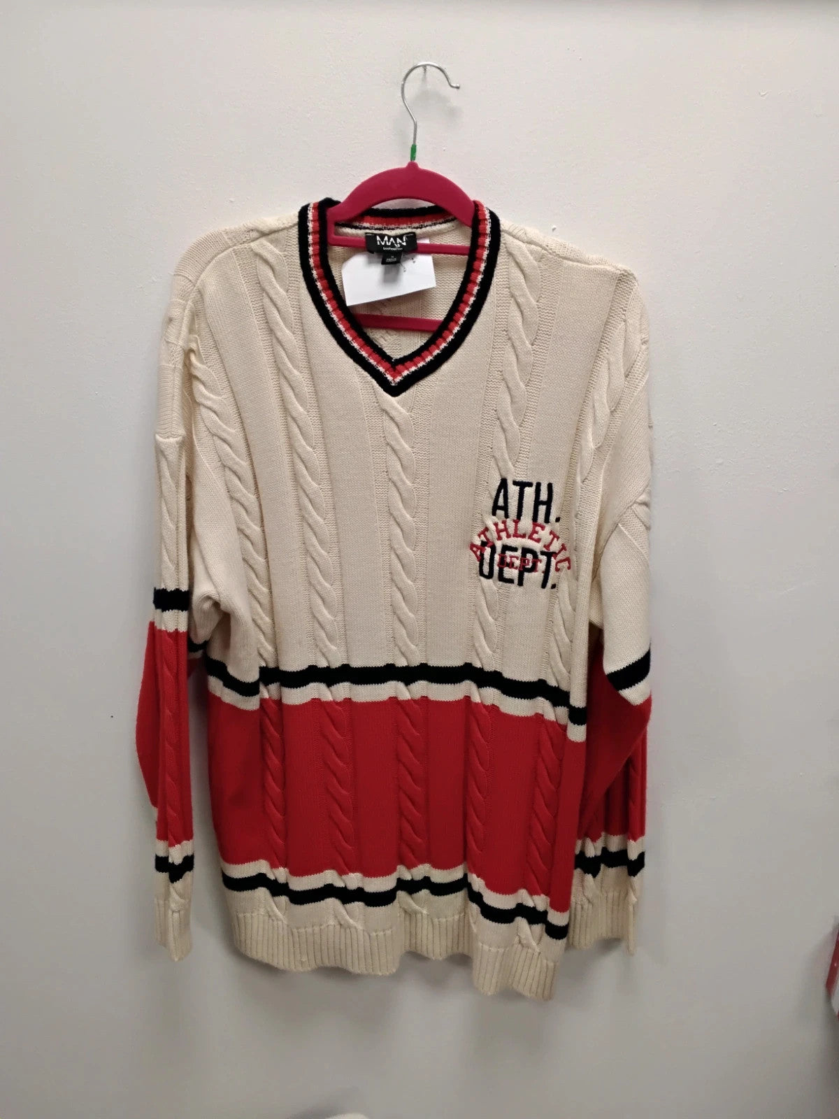 BoohooMan Jumper Cream Sz-M 11026DAN