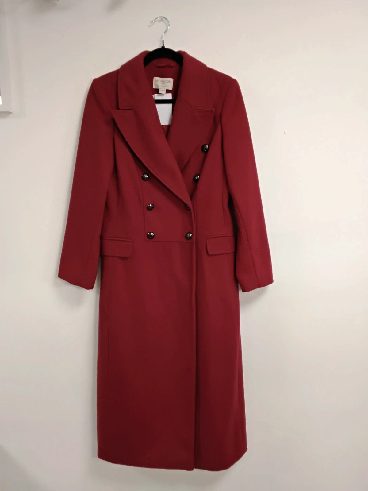 Monsoon Long Coat Red Sz-8 11047LGR