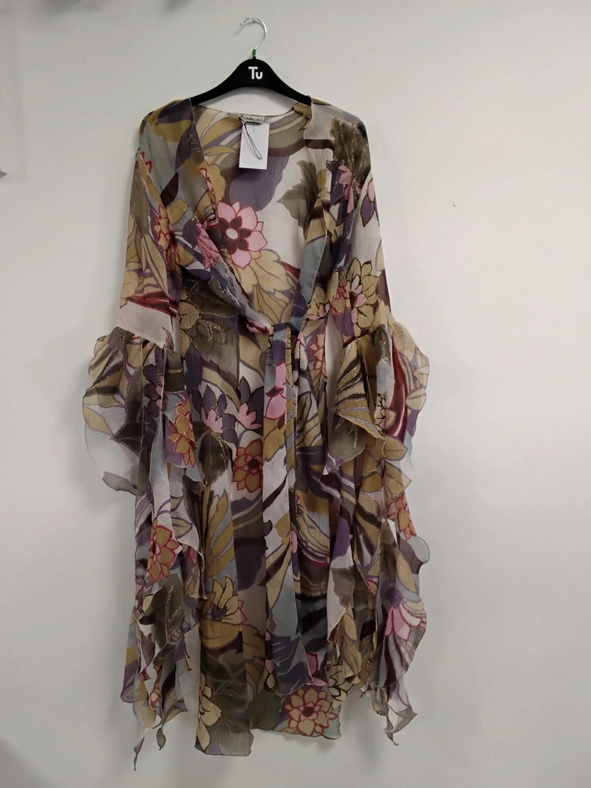 Sara SanSkara Sheer Jacket Cream Print One Size 11053LGR