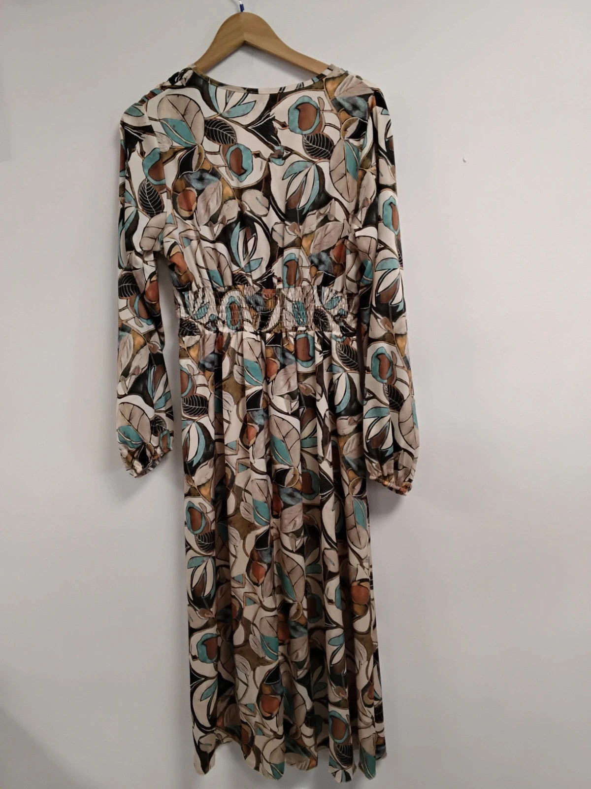 Pala D'oro Dress Beige Print Sz-L 10906MSH