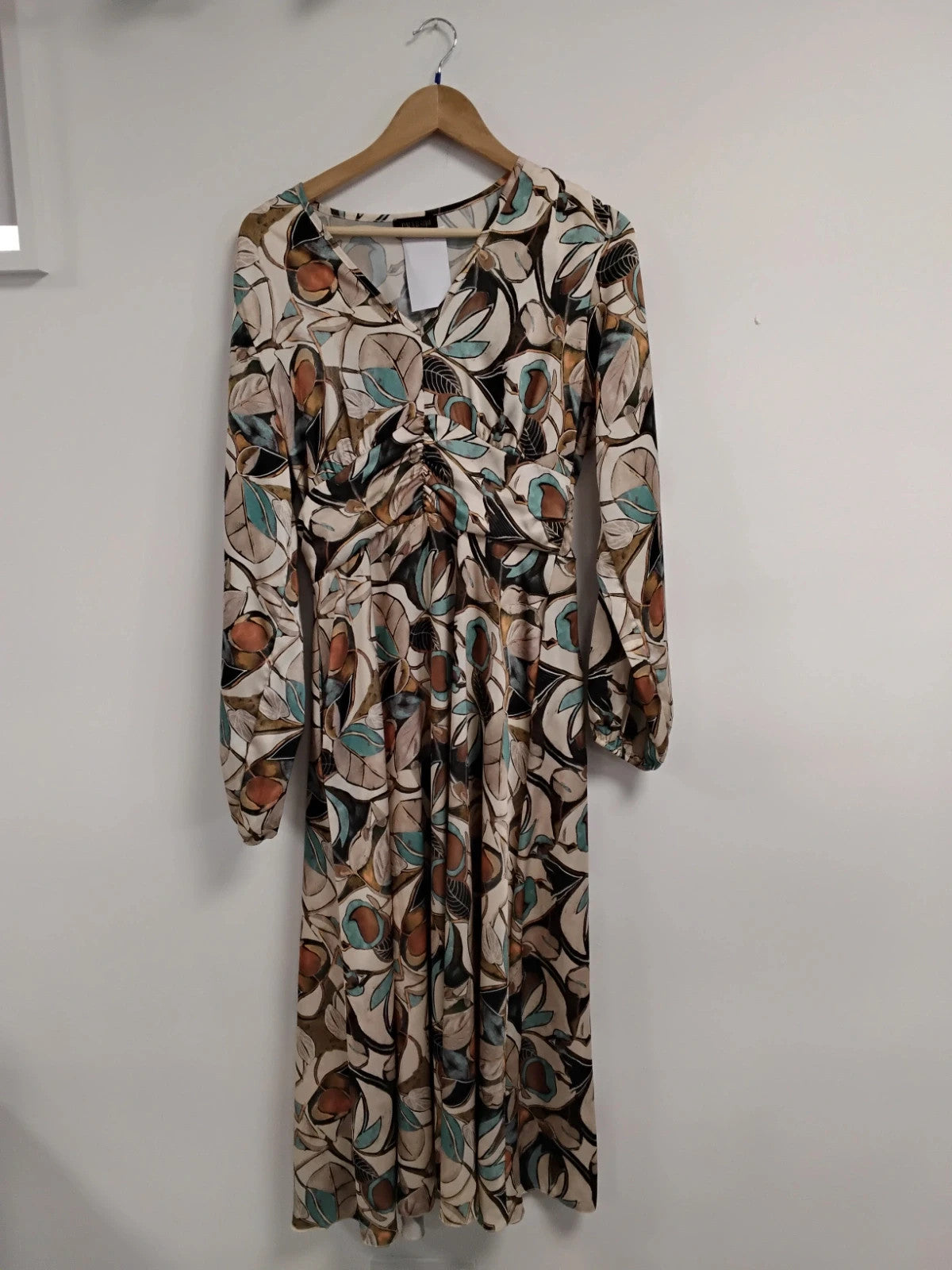 Pala D'oro Dress Beige Print Sz-L 10906MSH
