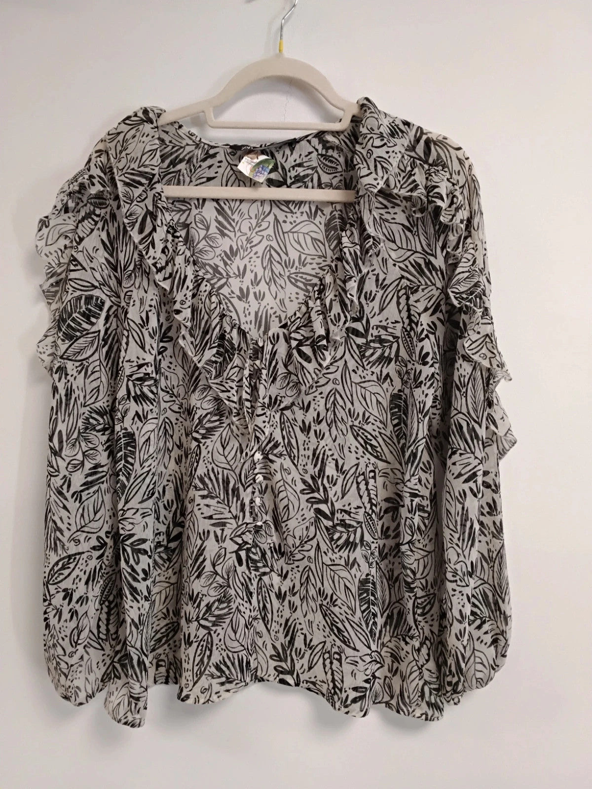 Zara Blouse Black&Cream Sz-XS 537CDC