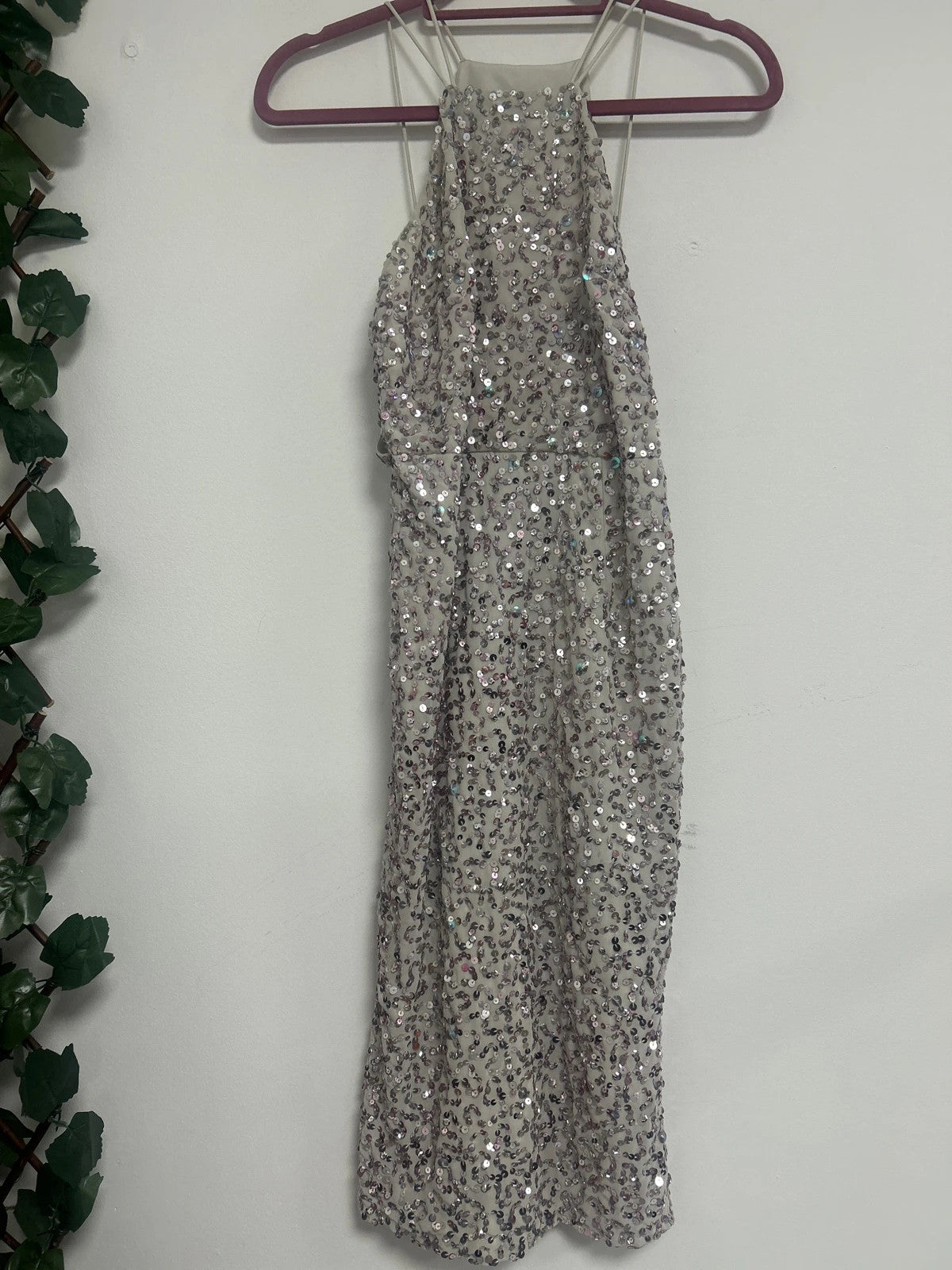 ASOS Beige Glitter Party Dress, Size 6 (11075AOK)