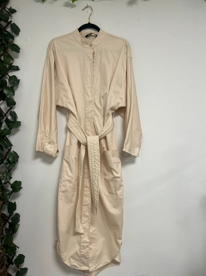Zara Cream Belted Shirt Dress size XS 11081AOK