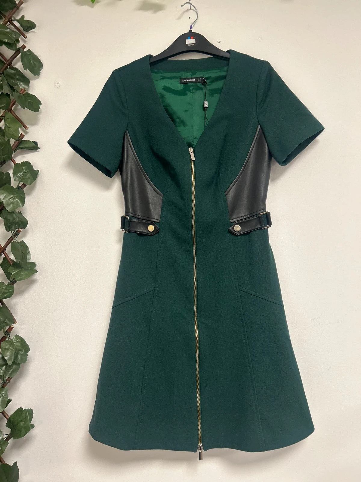 Karen Millen Forest Green Zip Front Dress, Size 8 (11077AOK)