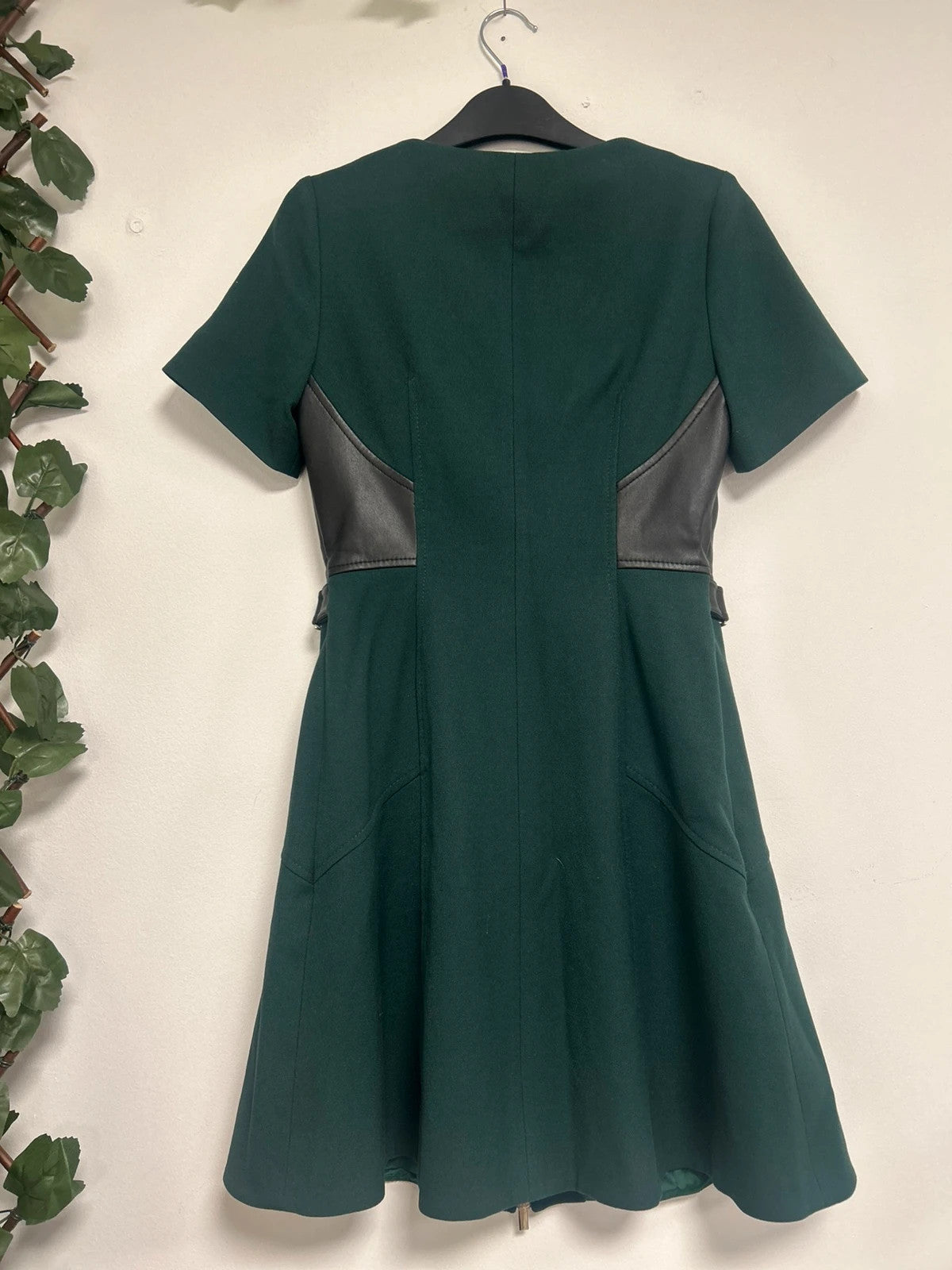 Karen Millen Forest Green Zip Front Dress, Size 8 (11077AOK)