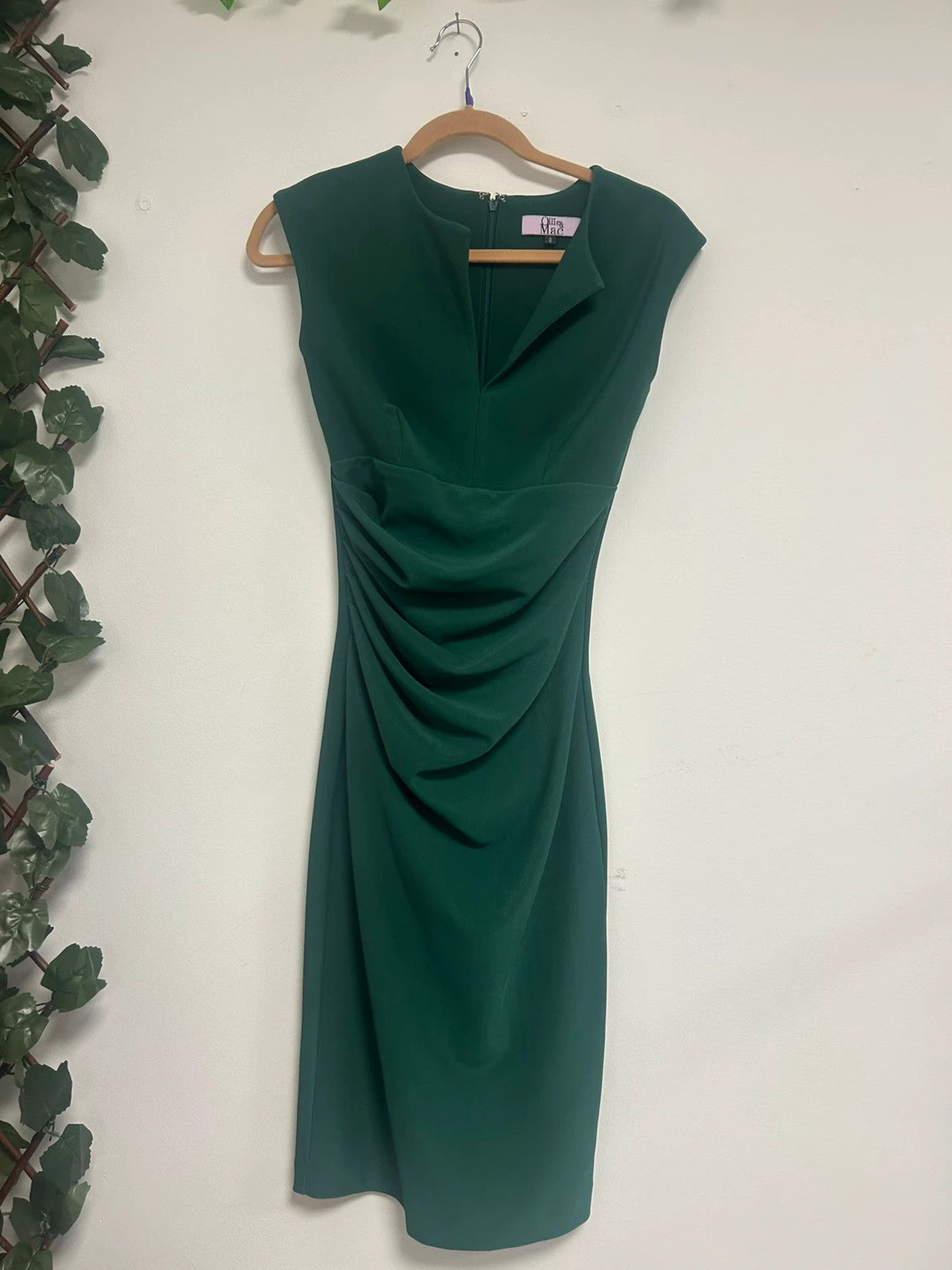 Ollie &Mac Flattering Fit Forest Green Midi Dress size 8 11079AOK