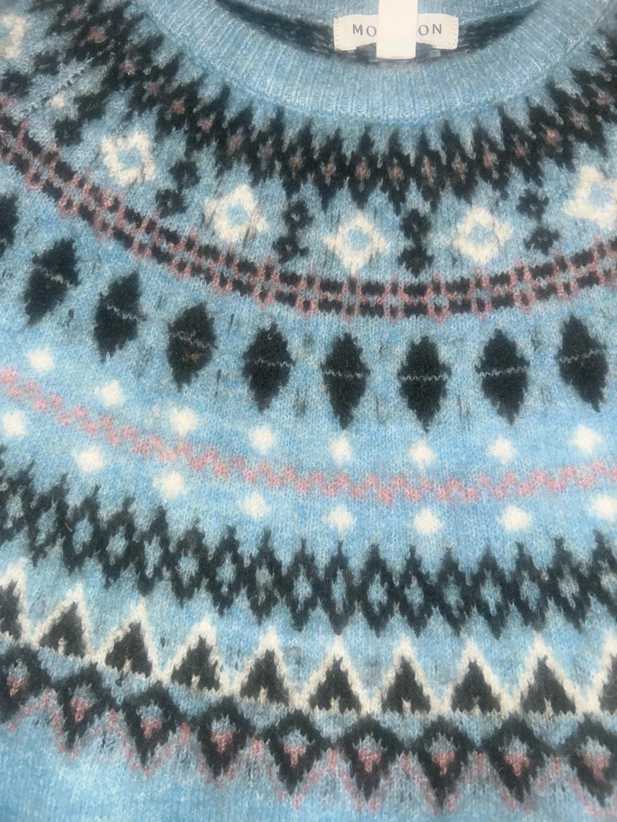 Monsoon Blue Fran Fair Isle Pattern Jumper Size S 11099SRM