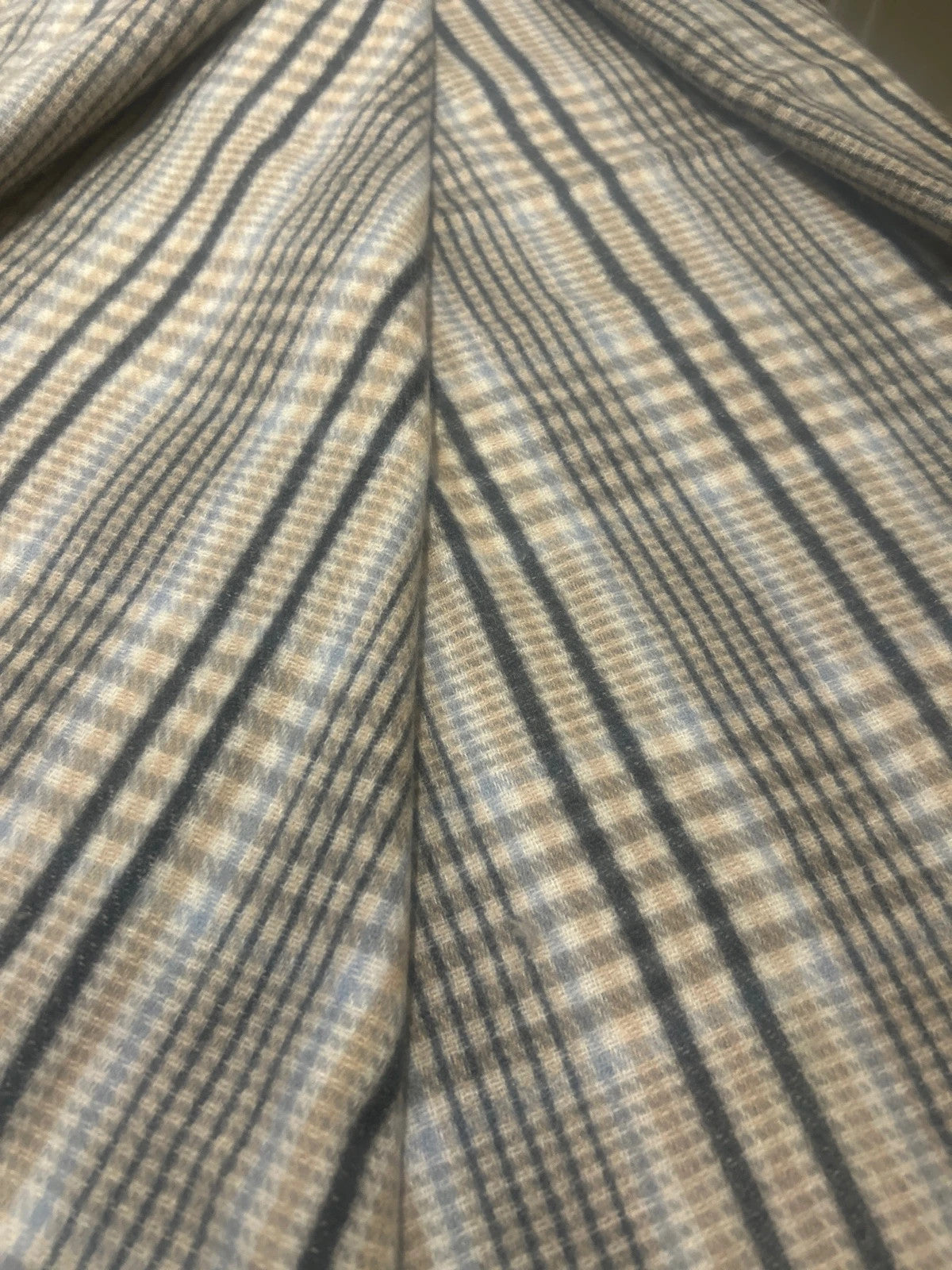BNWT Primark Cares Checked  large Plaid Tassel Scarf Blue & Beige 1102SRM