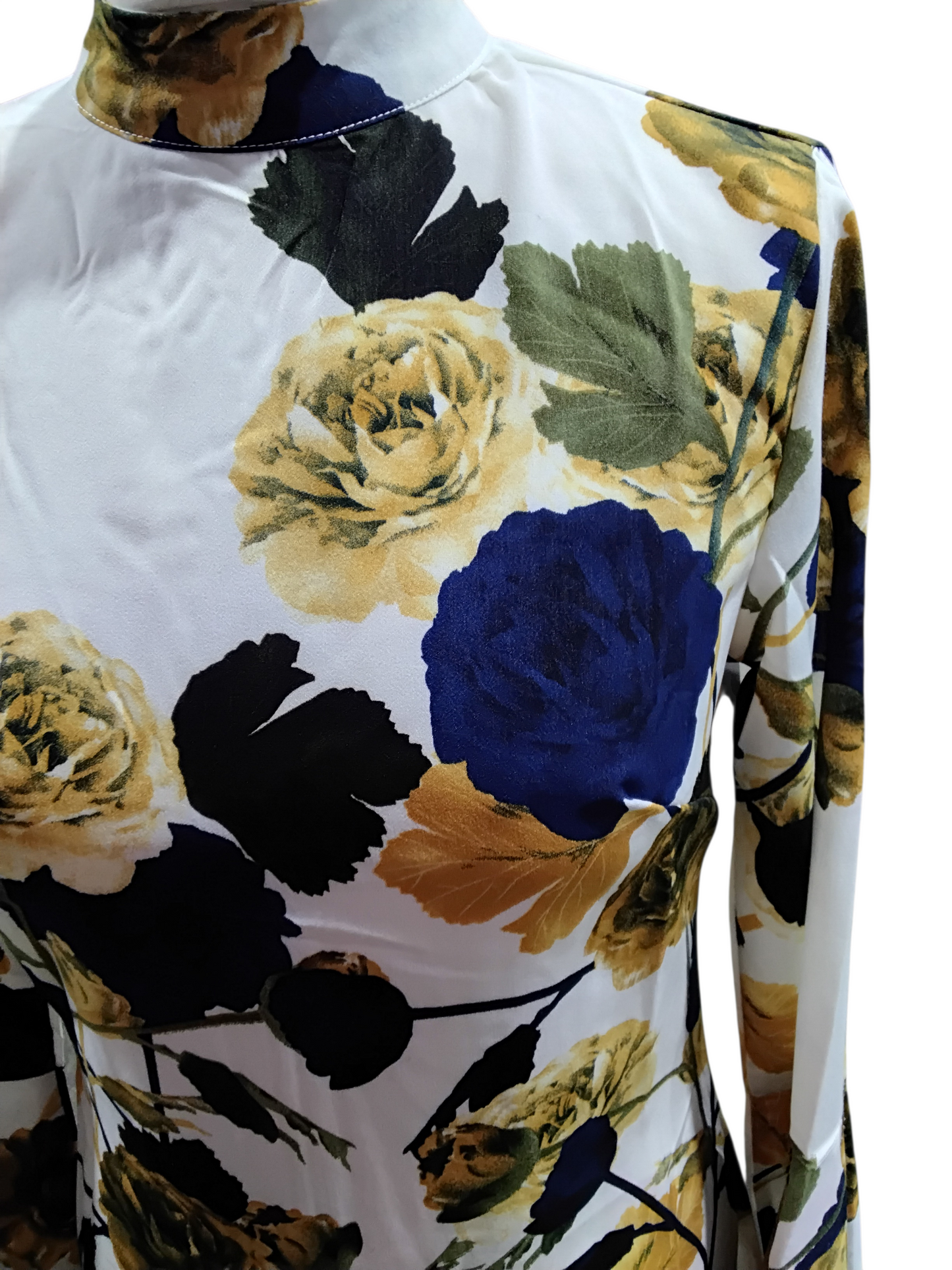 BNWT Floral Print High Neck Long Sleeve Shift Dress Elegant Womens Sz 8