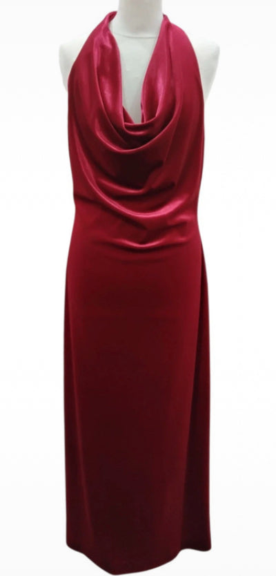 5857COD725R60 Red velvet Zara halter dress sz L