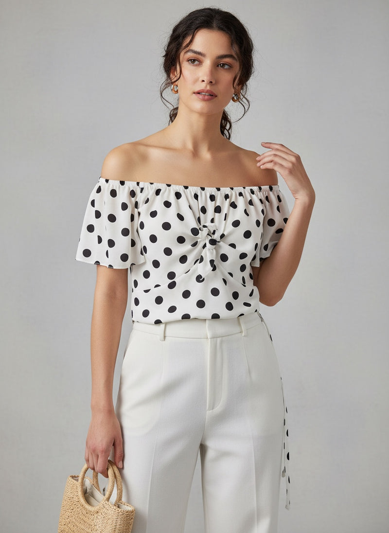 River Island White Dot Top Size 18