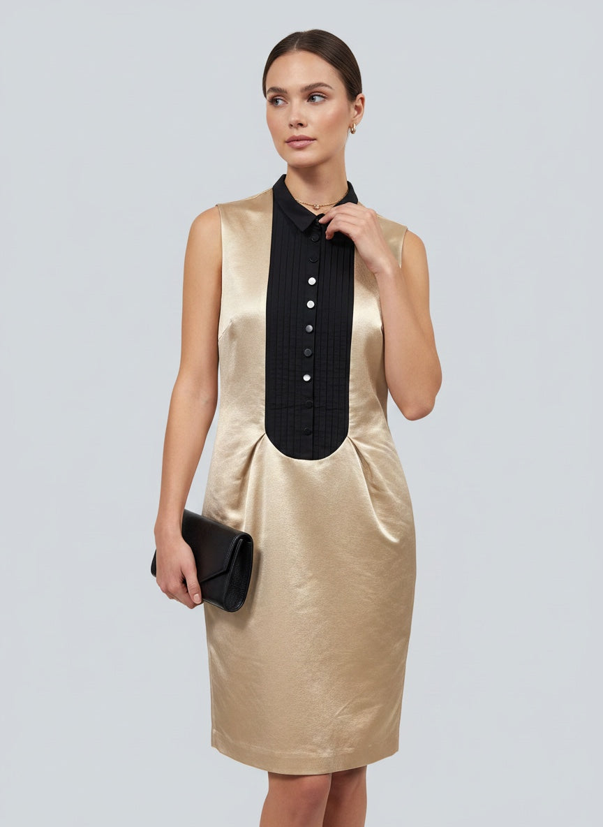 Malene Birger  Dress 75% silk Tuxedo  Sz 40 9101NH
